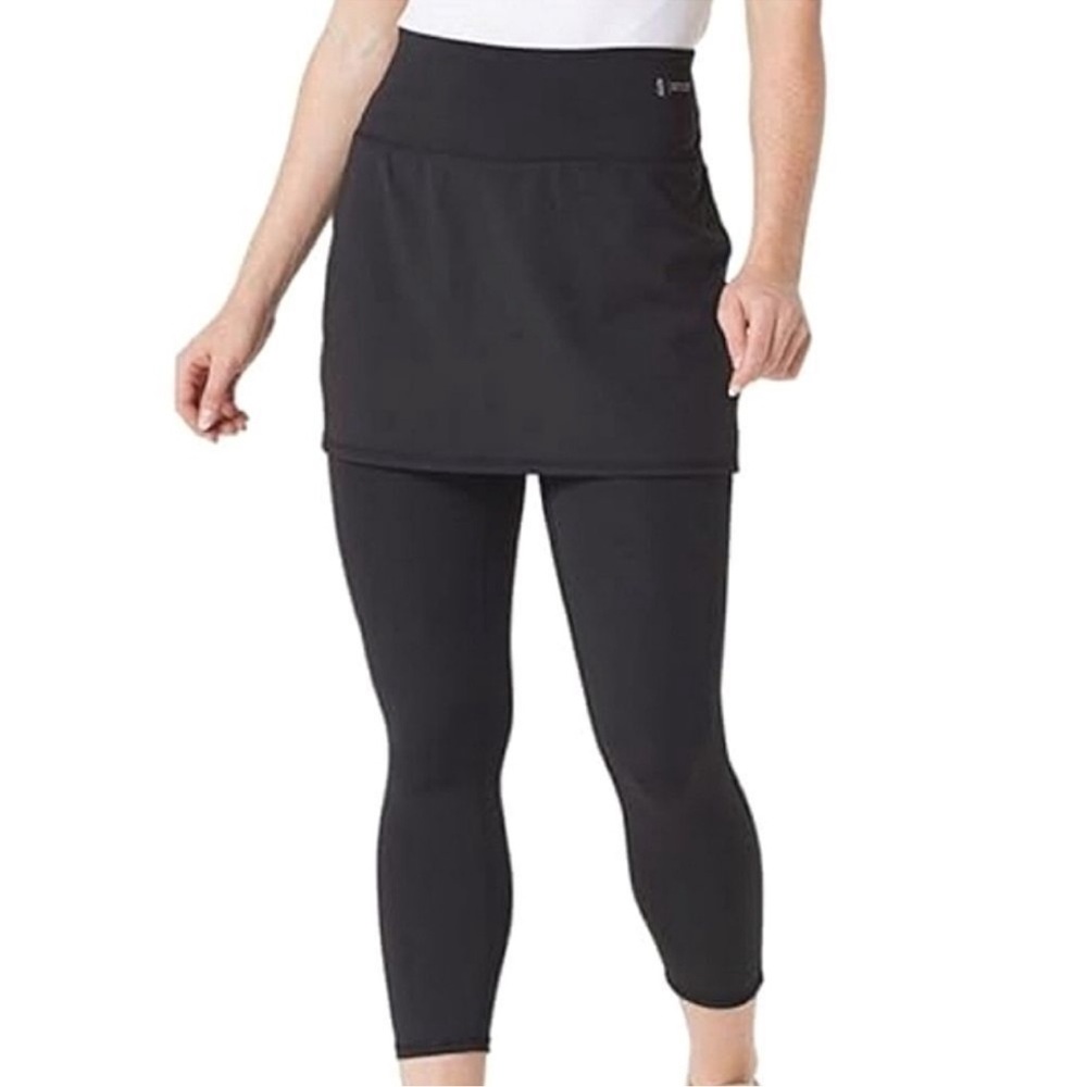 Zuda Z-Move Cropped Skirted Leggings Size XL Petite Black Pull On stretchy